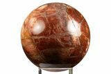Polished Vibrant Red Feldspar Sphere - Madagascar #338364-1